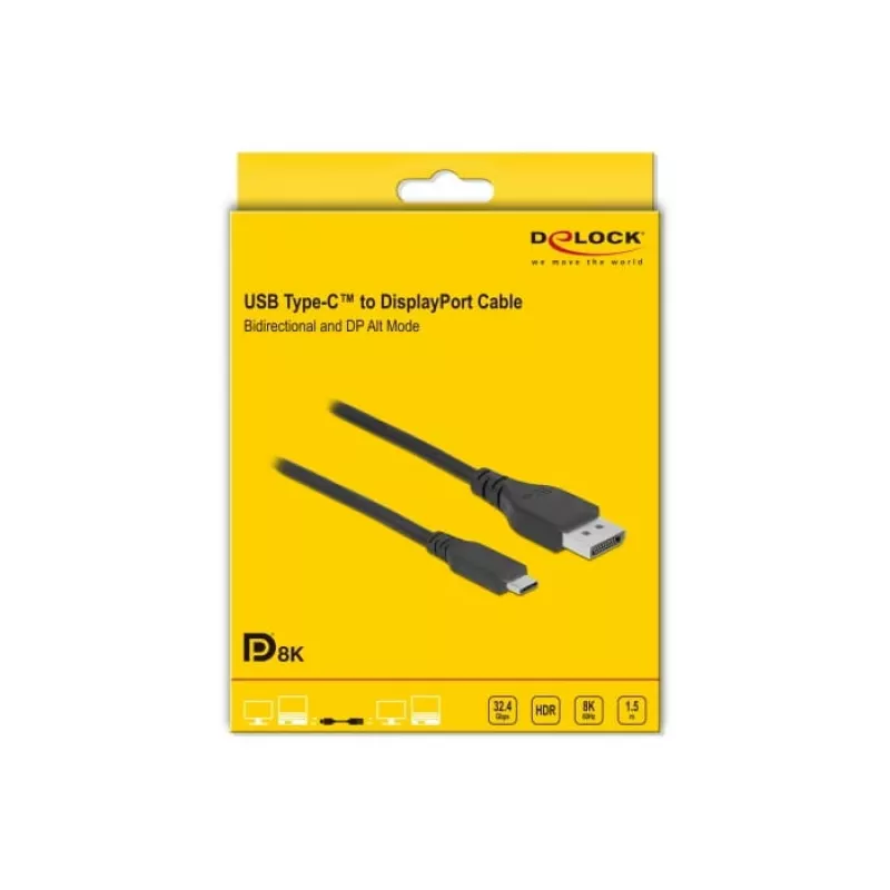 USB USB-C to DisplayPorti kaabel DeLOCK 86040 8K 60 Hz 1.5 m