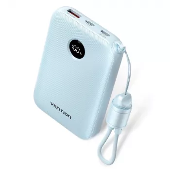 Akupank Vention 10000mAh 22,5 W — 2× USB‑C, 1× USB‑A, sinine