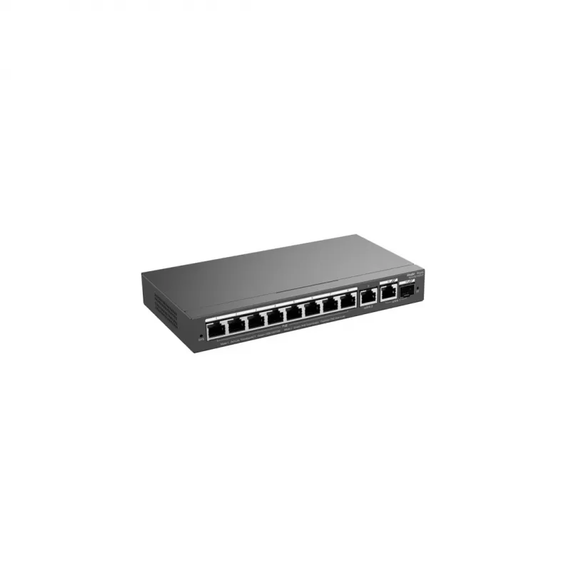 Hallatav L2 lüliti RUIJIE RG-ES210GS-P — 10x Gigabit RJ-45, 2x SFP, 8x PoE+ porti, 120W PoE eelarve, pilvehallatav
