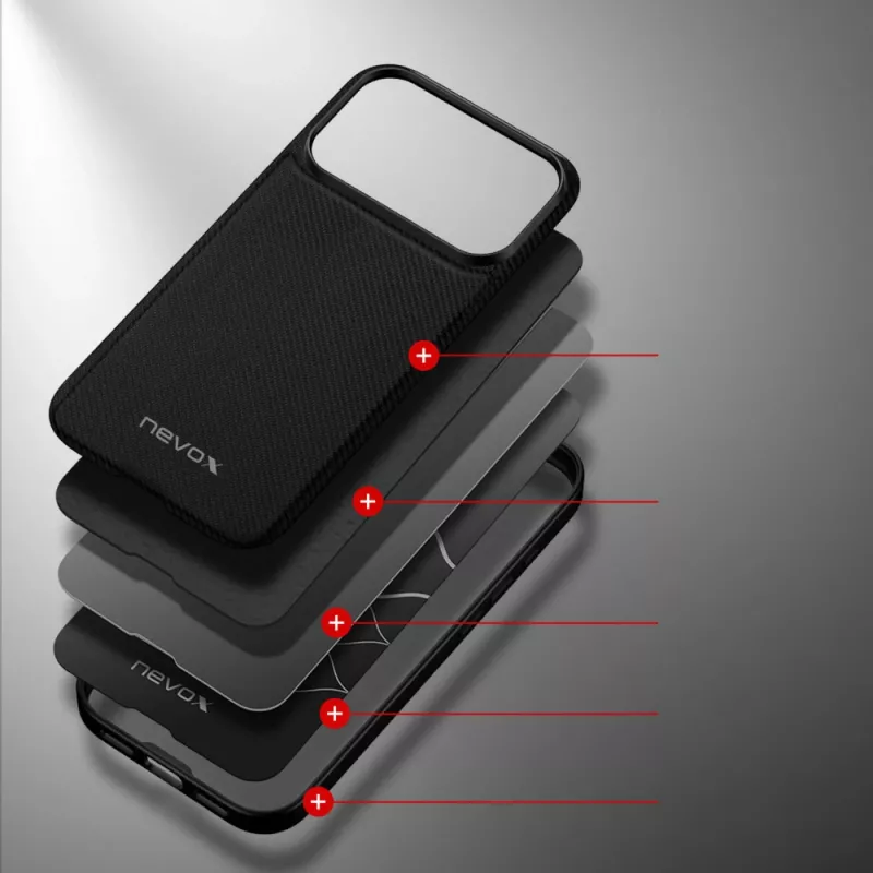 Nevox StyleShell NYLO 2528 ümbris iPhone 17 Pro jaoks, must