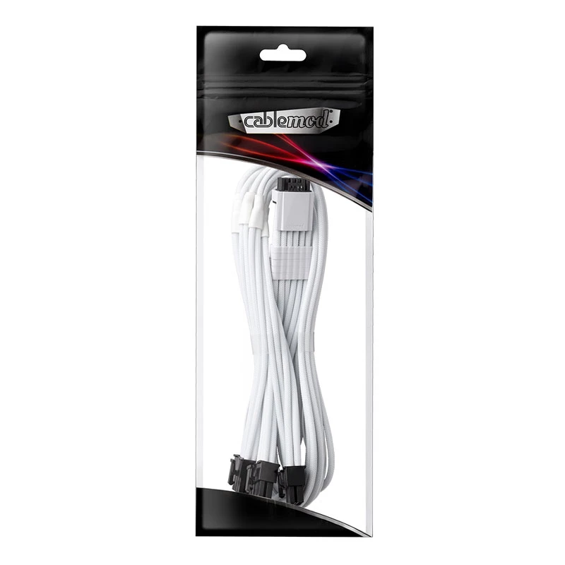 Toitekaabel CableMod RT-Series Pro ModMesh 12VHPWR kuni 3× PCIe CM-PRTS-16P3-N60KW 60 cm Valge