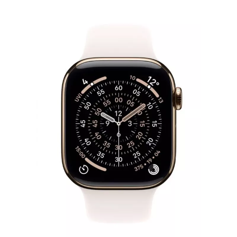 Nutikell Apple Watch Series 11 GPS + Cellular 42mm kuldne titaankorpus, helepunane sportrihm M/L