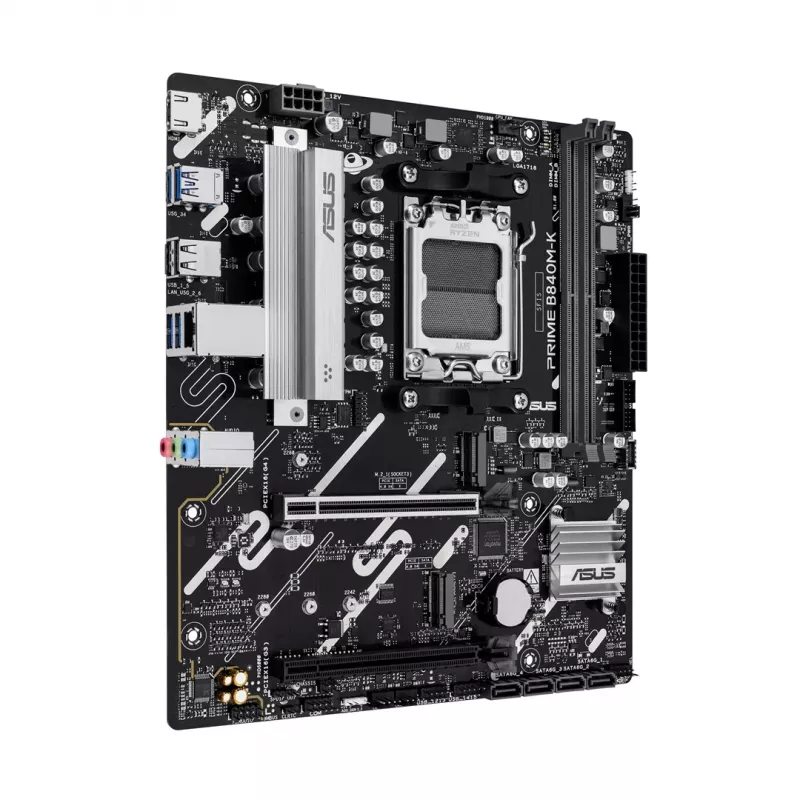 Emaplaat ASUS PRIME B840M-K — AMD B840, Socket AM5, micro ATX, DDR5, 2 DIMM, 128 GB, 2.5 GbE, M.2, SATA III