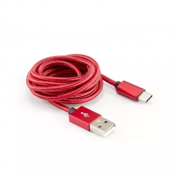 Sbox USB->Type-C M/M 1,5m CTYPE-1,5R Maasikapunane