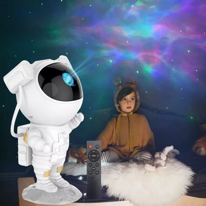 Öölambiga täheprojektor lastele, astronautkujuline