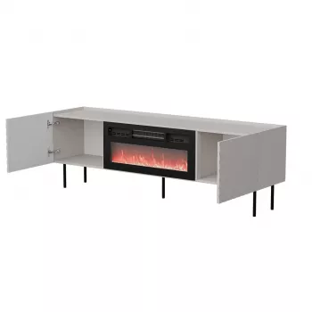 TV-kapp cama meble LUCCA 180x40x59 cm, kašmiirvärvi pealispind, must kamin