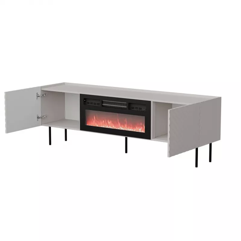 TV-kapp cama meble LUCCA 180x40x59 cm, kašmiirvärvi pealispind, must kamin