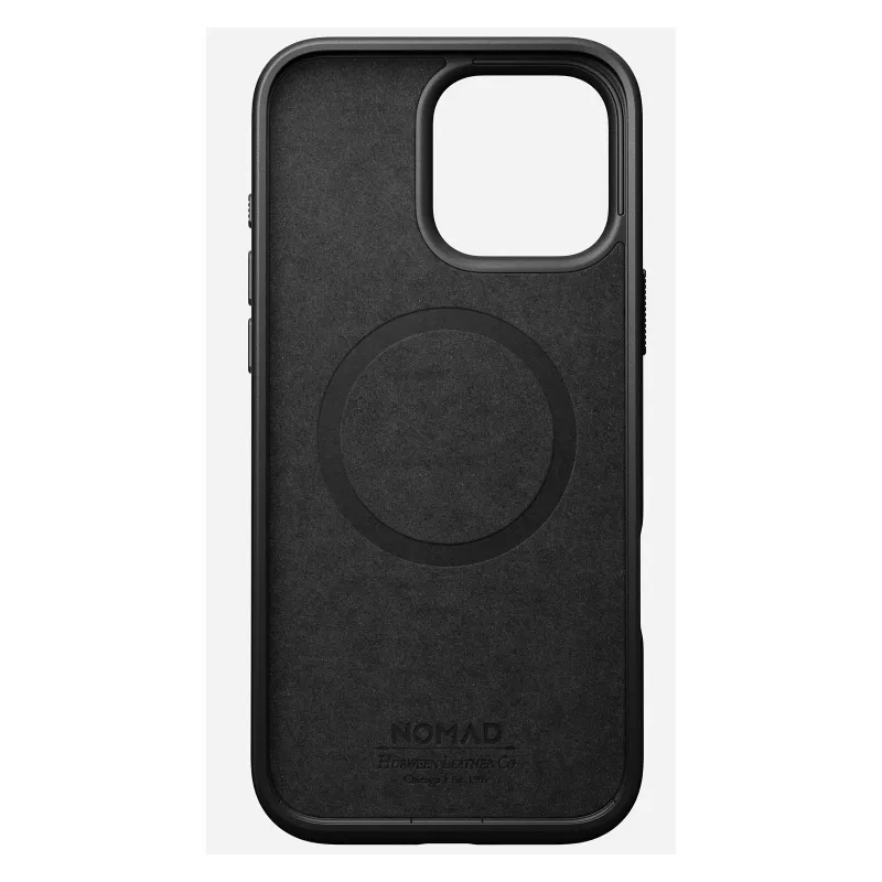 Mobiiltelefoni ümbris Nomad Modern Leather ümbris iPhone 16 Pro Max jaoks, 6,9 tolli (17,5 cm), must, nahk+PC+TPU