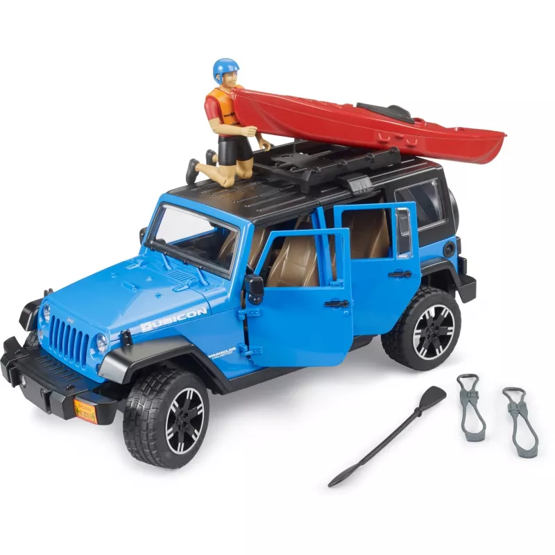 Mängusõiduki mudel BRUDER Jeep Wrangler Rubicon Unlimited koos süstaga ja figuuriga BR-02529