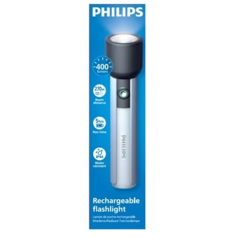 Taskulamp Philips Laetav USB-C 400 lm 2000 mAh – kaasaskantav LED-käsivalgusti