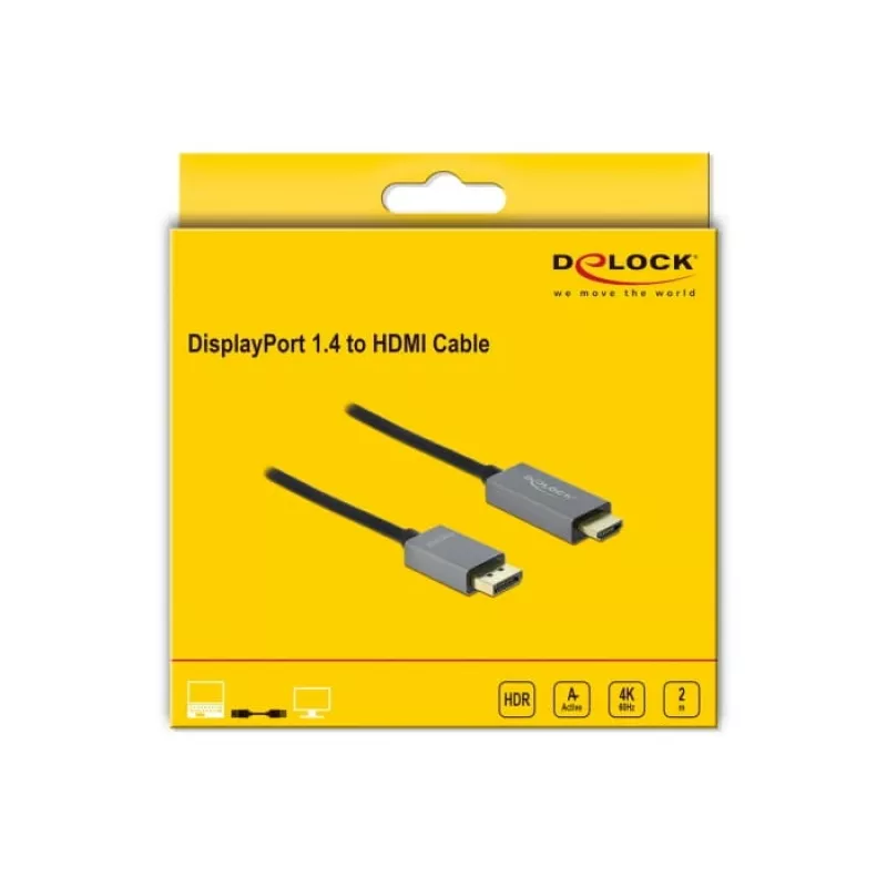 DisplayPort-HDMI-kaabel DeLOCK Active 1.4 4K 60Hz 2m