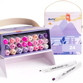 Kahepoolsed markerpliiatsid Arrtx LC302239 — 24 värvi, lillatooniline komplekt