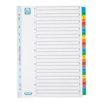 Elba Mylar Card Index A-Z, 26-jaoline, A4 Extra Wide, 230 x 297mm, värvilised vahelehed (592581-20)