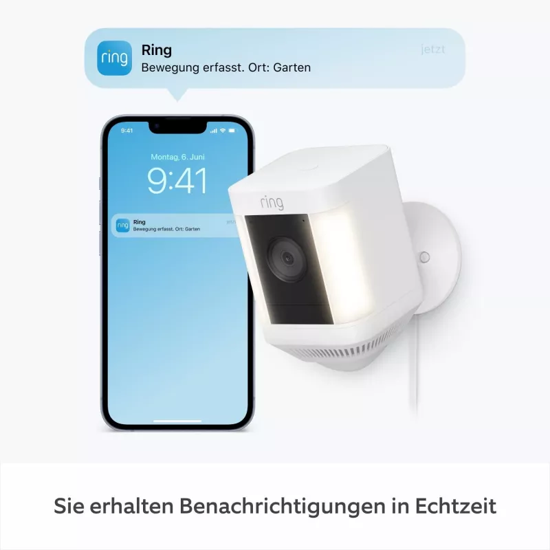 Ring Spotlight Cam Plus Plug-In võrguseirekaamera, välistingimustesse