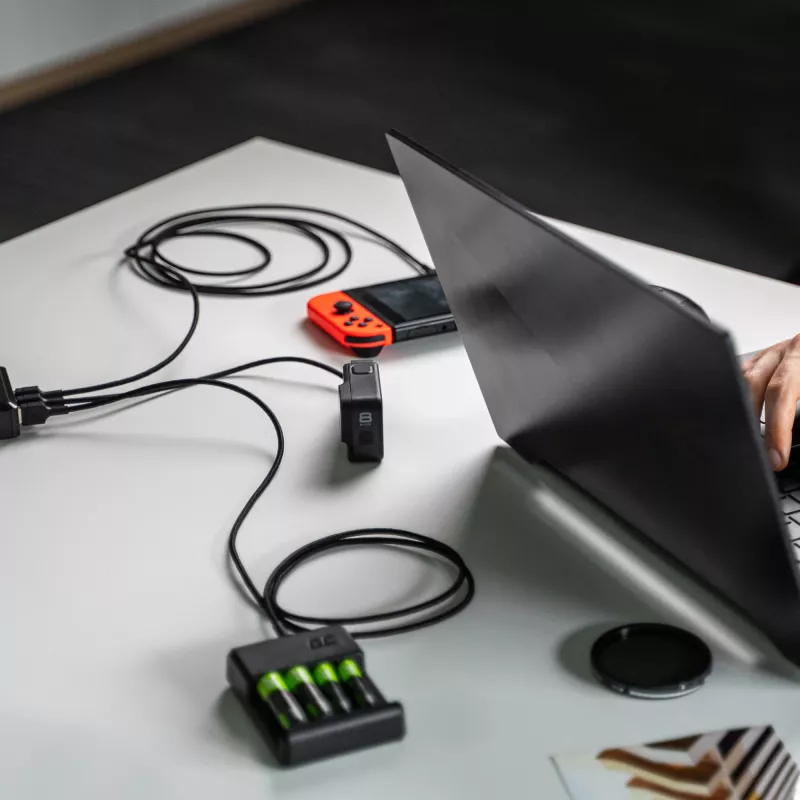 USB-C kaablikomplekt roheline Cell GC Ray — USB A to USB C 3 pikkust (30 cm, 120 cm, 200 cm), USB PD, 480 Mbps, 2.4 A, must