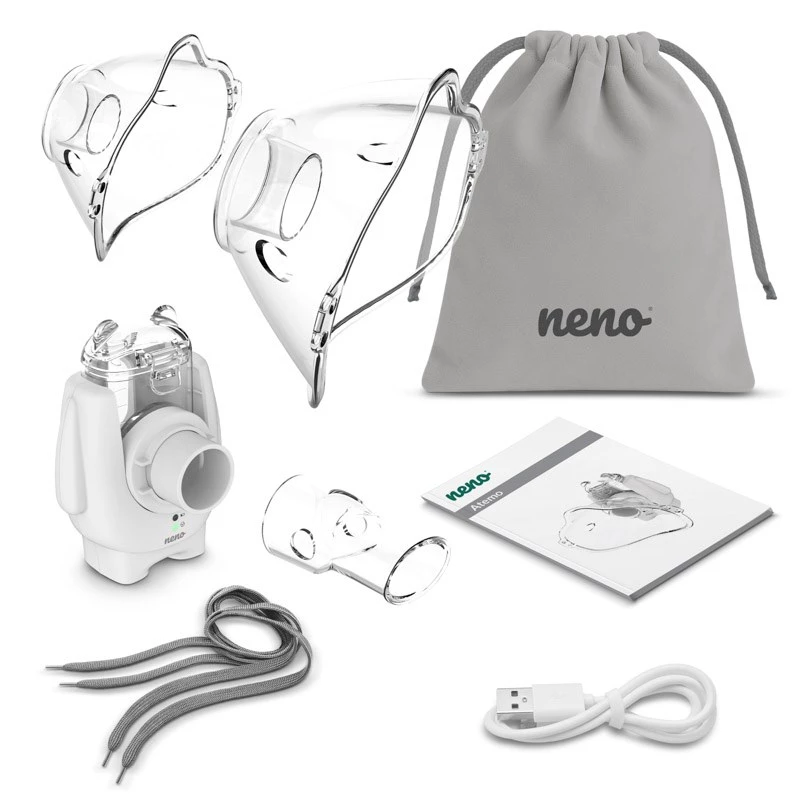 Kaasaskantav ultrahelinihusti neno Atemo 36 / 5 000 — aku/USB, lastele, koos huuliku ja laste maskiga