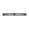 DELOCK 19-tolline 24-pordiline viltune Keystone-paneel tõmbekoormuse leevendusega, 1U, must, 482,6×125,5×44,2 mm