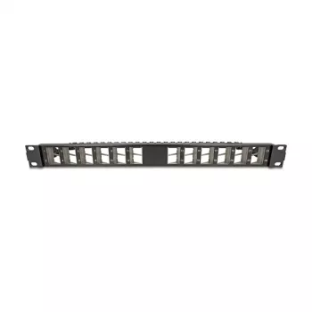 DELOCK 19-tolline 24-pordiline viltune Keystone-paneel tõmbekoormuse leevendusega, 1U, must, 482,6×125,5×44,2 mm