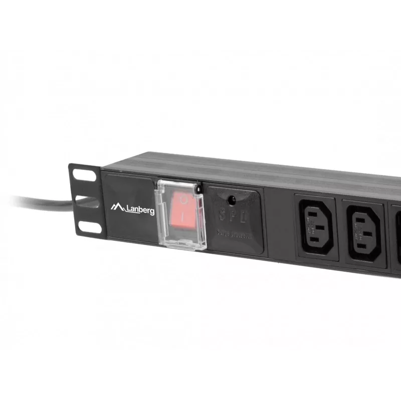 Toitejaotusseade LANBERG PDU-10I-0200-IEC-BK — 10× C13 pistikupesa, 2 m kaabel, 10 A, 2500 W, must