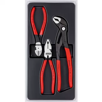 Knipex tangide komplekt power pack sisaldab 3 poleeritud plastist termovormitud osa