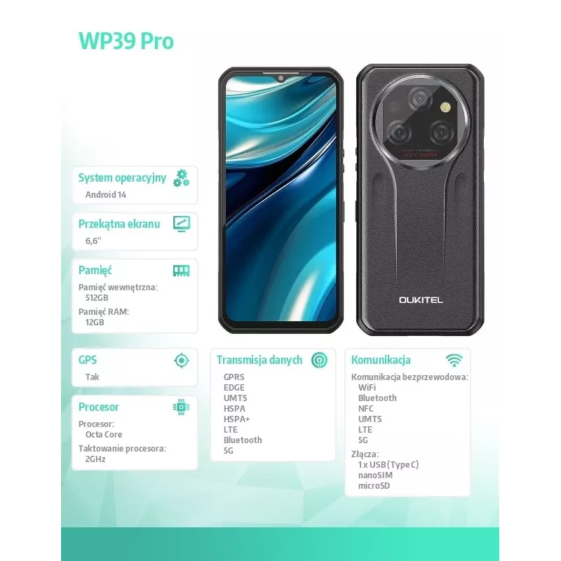 Nutitelefon Oukitel WP39 Pro 12/512 11000mAh Hall
