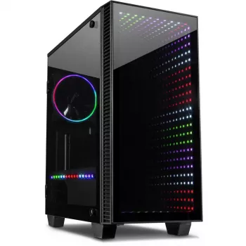 Korpus INTER-TECH X-608 INFINITY MICRO, microATX, RGB, esi- ja külgklaas, ilma toiteplokita