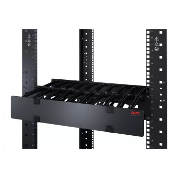 APC NetShelteri kaablihaldus, horisontaalne kaablihaldur, 1U, ühepoolne kaanega, must, 482,6 x 44,45 x 165,1 mm