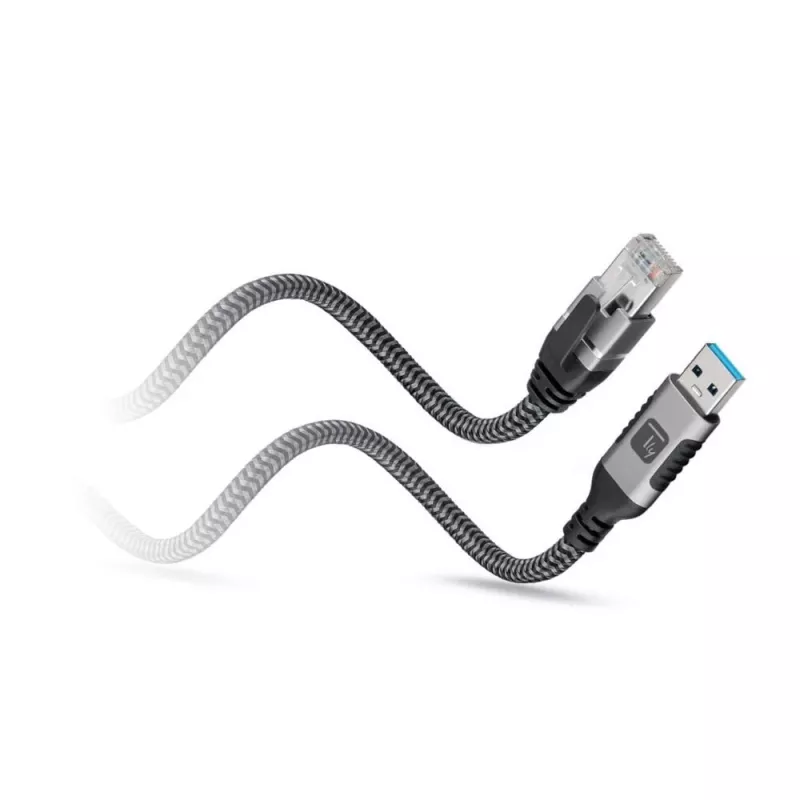 Techly ICOC U3A-RJ45-010 võrgukaabel Must, Hõbedane 1 m Cat6 F/UTP (FTP)