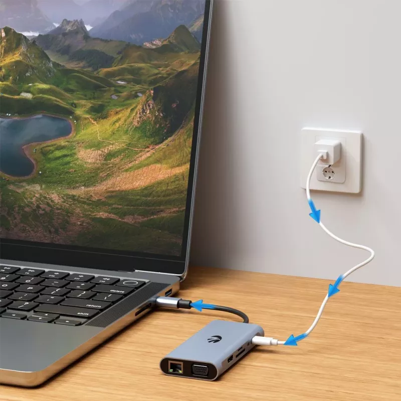 USB-C 11-in-1 adapter Hawk HW-HUB1101 — mitme pordiga jaotur 11 pordiga