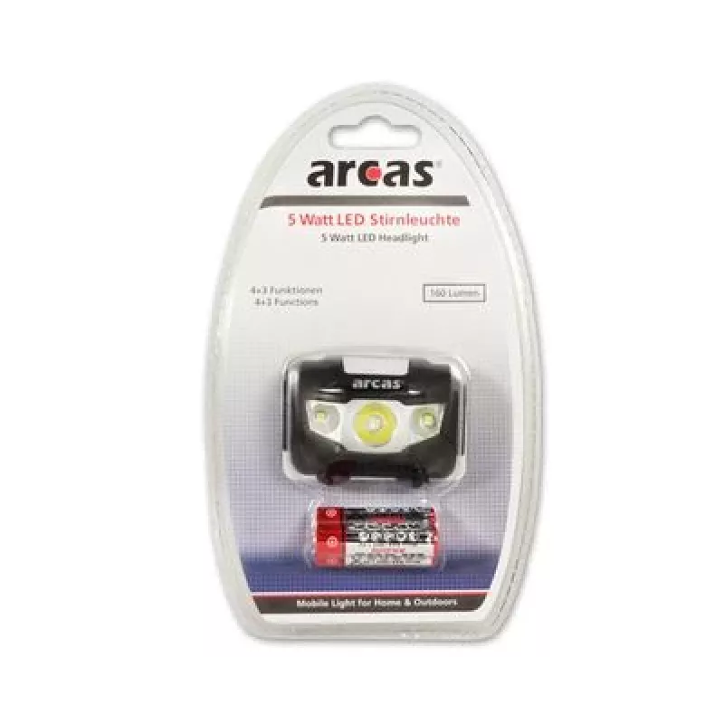 Arcas | Pealamp | ARC5 | 1 LED+2 üleujutustule LEDi | 5 W | 160 lm | 4+3 valgusfunktsiooni