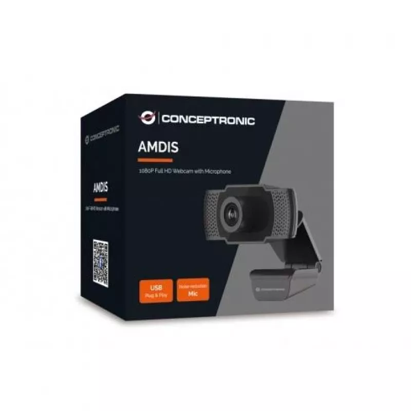 Conceptronic AMDIS 1080P Full HD veebikaamera mikrofoniga, 2 MP, 1920 x 1080 pikslit, Full HD, 30 kaadrit/s, H.264, M-JPEG, YUV, 90°