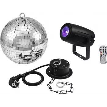 Peegelkuuli komplekt EUROLITE 20 cm mootori ja PST-5 QCL Spot LED-iga