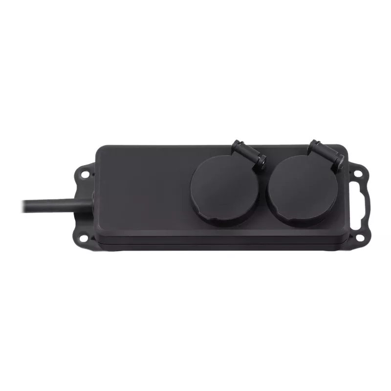 Brennenstuhl pikenduspesa IP44 2-suunaline must 2,0m H07RN-F 3G1,5 - Pikendusjuhe - AC 230 V - väljundpistikud: 2 - 2 m (1159930)