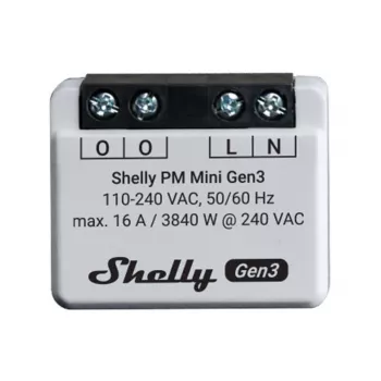 Nutikas lüliti Shelly PM Mini Gen3 1P juhtmevaba 110-240V