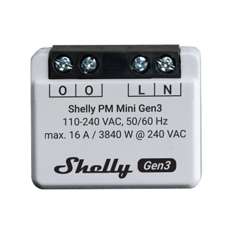 Nutikas lüliti Shelly PM Mini Gen3 1P juhtmevaba 110-240V