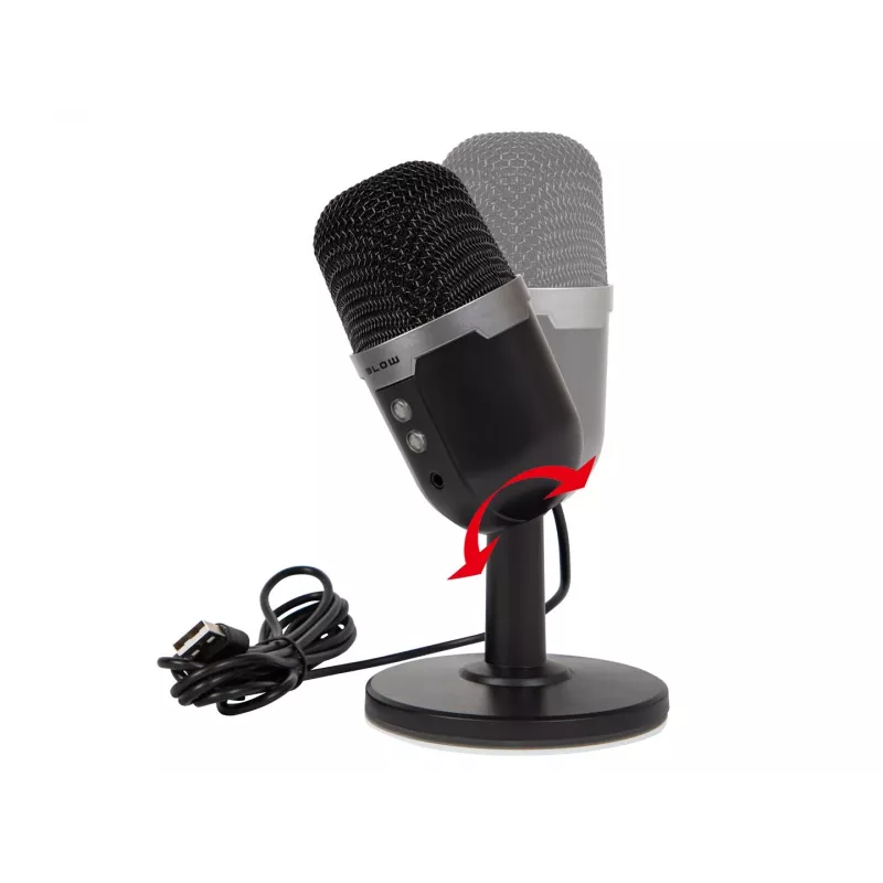 Stuudiomikrofon BLOW LED-alusega — juhtmega USB 2.0, 20–16000 Hz, tundlikkus -50 dB, 237 g