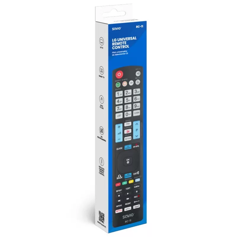 SAVIO RC-11 infrapuna kaugjuhtimispult LG telerile, must, ulatus 10 m, toetab 1 seadet