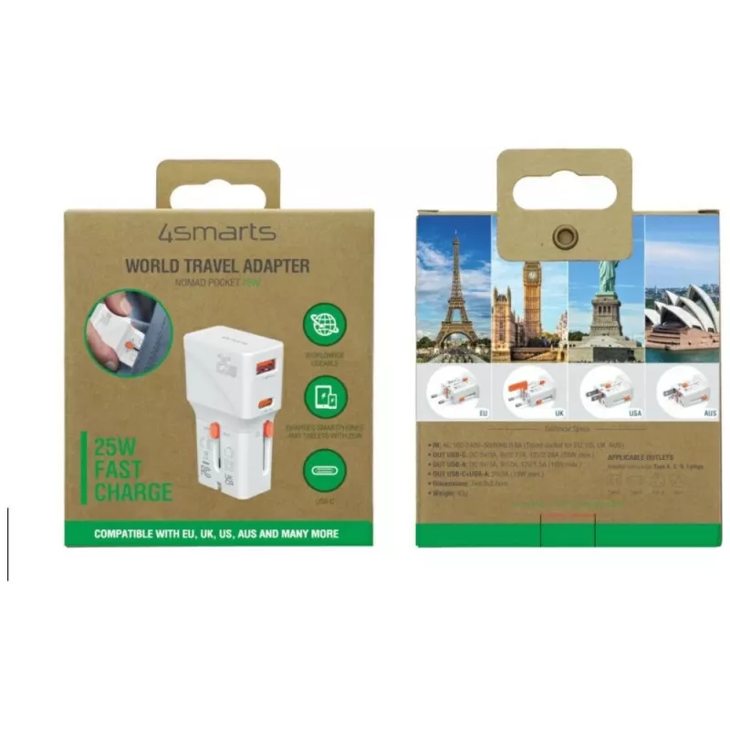 Reisilaadija 25W World Travel 25W USB-C + A