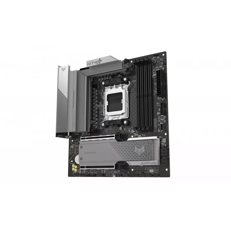 Emaplaat Sapphire NITRO+ B850M WIFI — AMD B850, Socket AM5, micro ATX, DDR5, 4x DIMM, Wi‑Fi 6, 2.5Gb LAN, 2x M.2