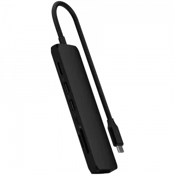 Satechi 7-ühes USB-C Slim Multiport Adapter Ethernet (USB-C PD, 2x USB-A, HDMI 4K, Ethernet, mälukaardilugeja micro/SD) (Must)