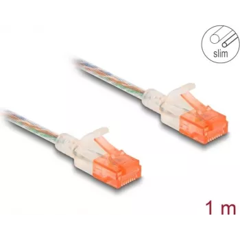 Võrgukaabel DeLOCK RJ45 Cat.6A U/UTP õhuke 1m Läbipaistev