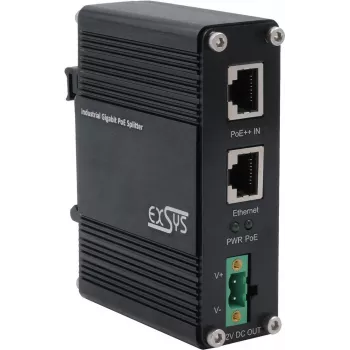 Exsys Industrie Ethernt PoE++ Splitter 802.3at 12VDC/36W 10/100/1000Mbps - Switch - 1 Gbps