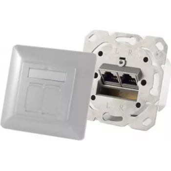 Pistikupesa 2 x RJ-45 ShiverPeaks 74280-PW — Cat6a, 500 MHz, pärlvalge, metallkorpus