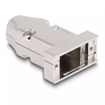 Kaablikaitse DELOCK D-Sub korpus 9-kontaktilisele isas-/emaspistikule tõmbetugevdusega, hõbedane, plast, 31,6×46,2×15,6 mm