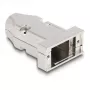 Kaablikaitse DELOCK D-Sub korpus 9-kontaktilisele isas-/emaspistikule tõmbetugevdusega, hõbedane, plast, 31,6×46,2×15,6 mm