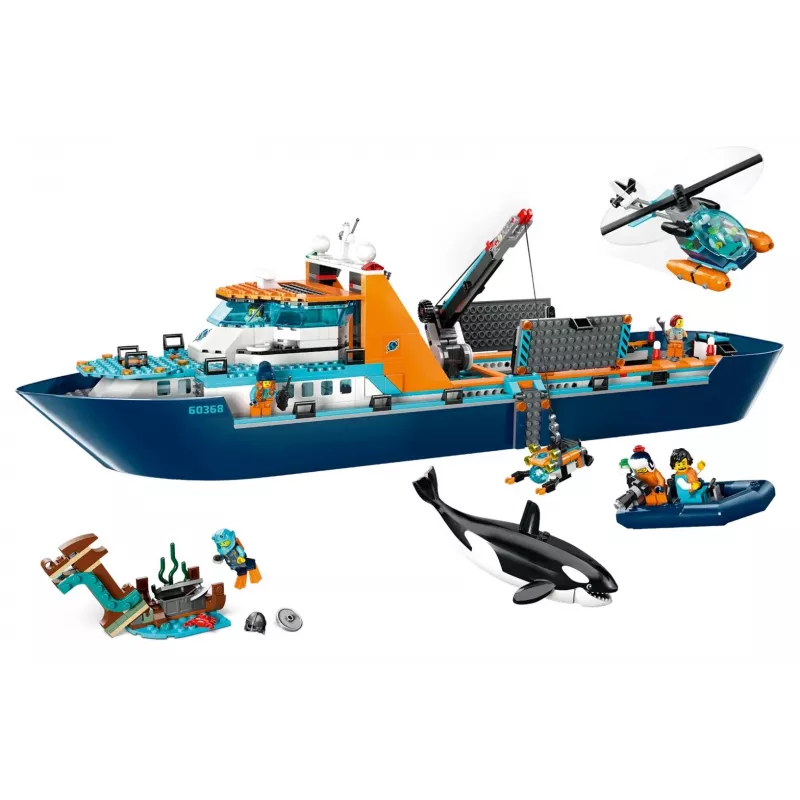 Ehituskomplekt LEGO City Arktika uurimislaev 60368 — 815 osa, 7+ aastat, 4 minifiguuri