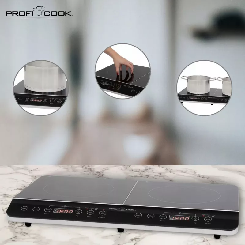 PROFI COOK PC-DKI 1067 induktsioonpliit, 3500W, 2 küpsetustsooni, must