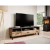 TV-alus Cama Meble LOTTA 180 cm — Wotan tammepuidust raam, matt must pealisplaat, 1800×400×530 mm