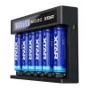 Akulaadija XTAR MC6C mitmepesaline nutilaadija silindrilistele liitium-ioon akudele, 6 pesa, toetab 18650/21700/AA, 5V sisend, must