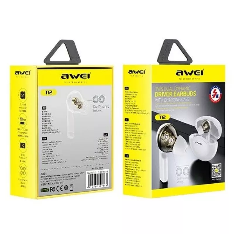 Kõrvaklapid Awei AWEI T12TWS Bluetooth spordikõrvaklapid valge